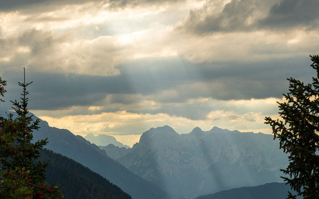 Light Streaming through Clouds on Mountains - Heavenward Bound