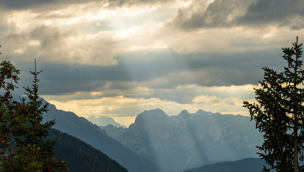 Light Streaming through Clouds on Mountains - Heavenward Bound